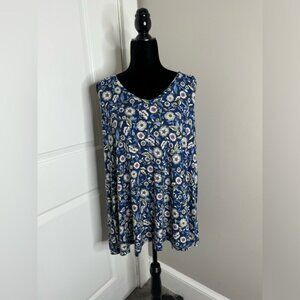 Lane Bryant 18 20 Blue Floral Mixed Print Tank